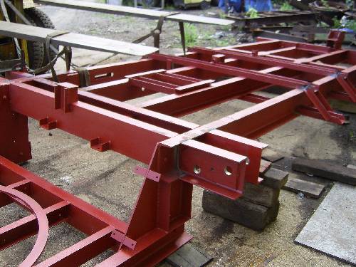 Chassis and step frame welding together upside down