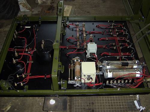 Complete instrument panel showing transformer, rectifier and rheostats