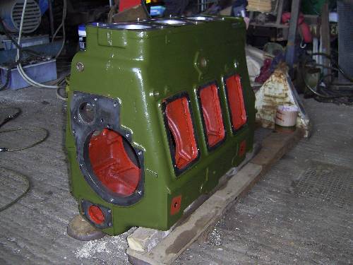 Crankcase painted in Olive Drab green
