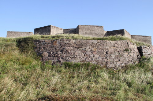 Earth bank retaining wall of gun emplacement